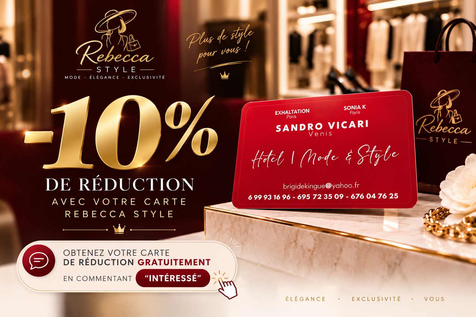 Carte privilège Rebecca Style